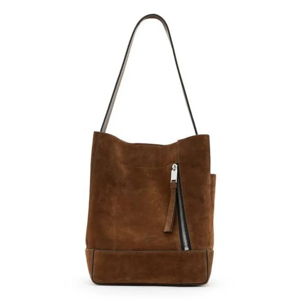ALLSAINTS Women's Brown Alba Suede Hobo Bag $399